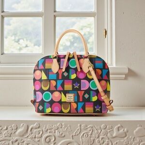 Dooney & Bourke Multicolor Zip Zip Art Deco Satchel Bag